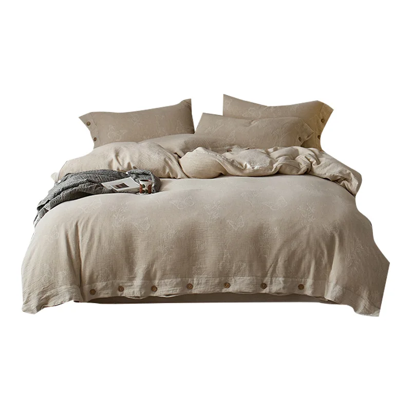 Simple, famous style, cotton and linen satin jacquard four piece set, silent style, retro quilt cover, bedding
Simple, famous style, cotton and linen satin jacquard four piece set, silent style, retro quilt cover, bedding