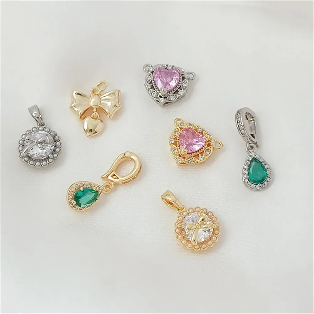 14K Gold-plated Micro-inlaid Zircon Crystal Heart Double Hanging Water Drop Universal Buckle Handmade DIY Bracelet Clasp
14K Gold-plated Micro-inlaid Zircon Crystal Heart Double Hanging Water Drop Universal Buckle Handmade DIY Bracelet Clasp