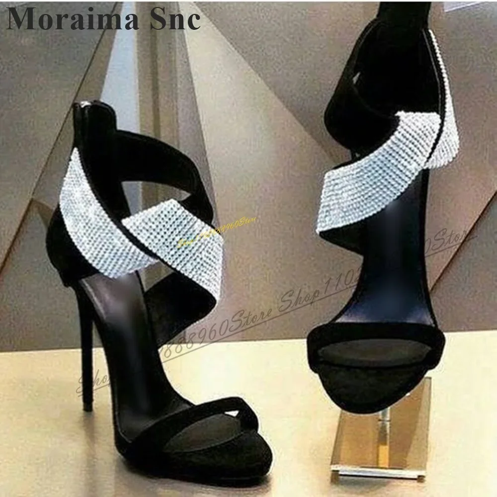 Elegant Black Flock Crystal Sandals Thin High Heel Shoes For Women Back Zipper Open Toe 2024 Fashionable Zapatos Para Mujere
Elegant Black Flock Crystal Sandals Thin High Heel Shoes For Women Back Zipper Open Toe 2024 Fashionable Zapatos Para Mujere