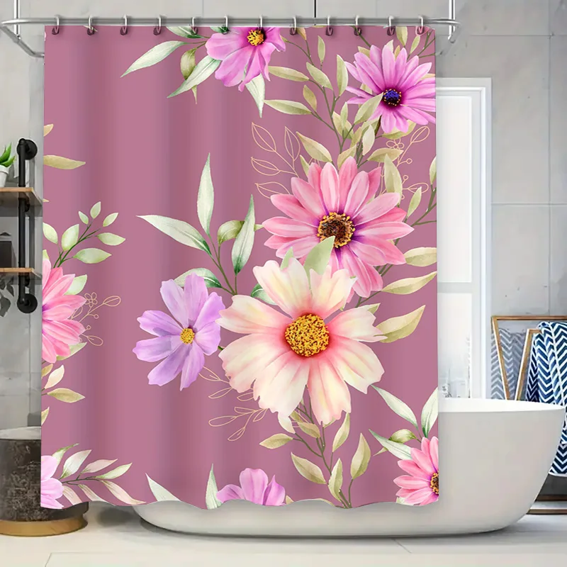 Pink Flower Shower Curtain Romantic Bathroom Decor for Home Decoration Watercolor Floral Printed Bath Mat with Rod Pocket Perfec
Pink Flower Shower Curtain Romantic Bathroom Decor for Home Decoration Watercolor Floral Printed Bath Mat with Rod Pocket Perfec