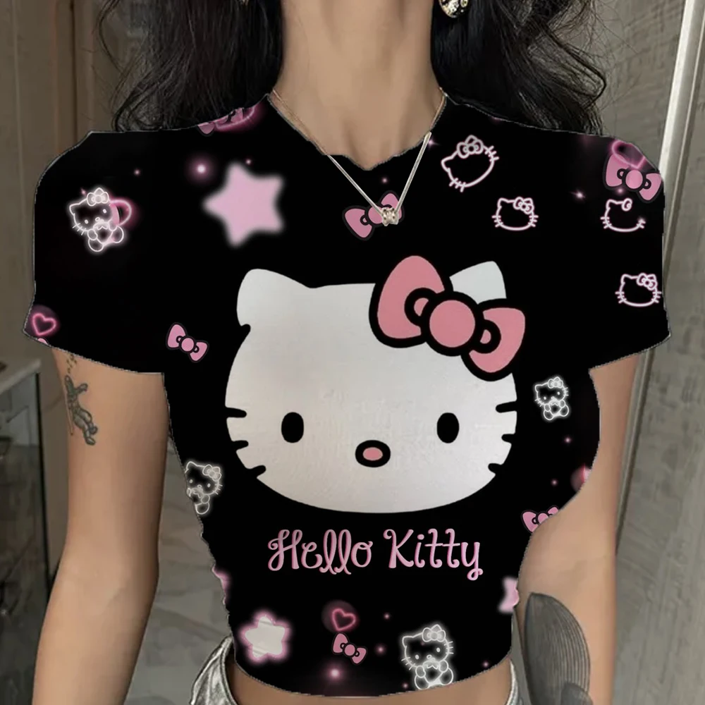 2025 new high-quality casual T-shirt sexy crop exposed short sleeved fashion trend Hello Kitty printed women's y2k top
2025 new high-quality casual T-shirt sexy crop exposed short sleeved fashion trend Hello Kitty printed women's y2k top