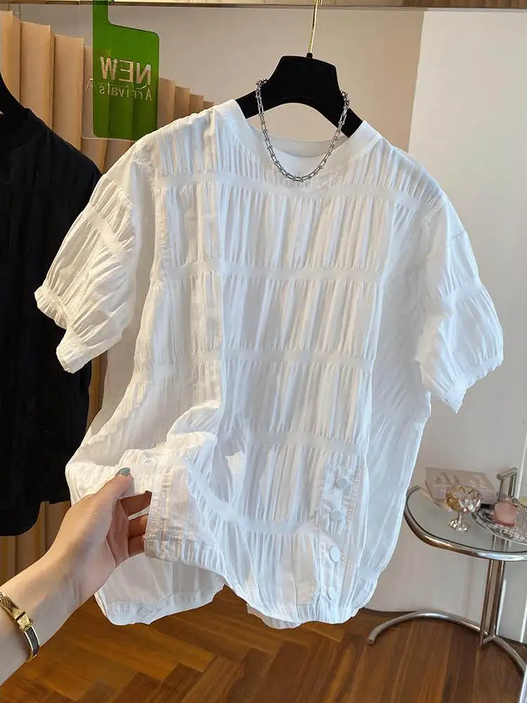 Ele Текстурированный плиссированный свободный ort Sve Женский irt Корейский Sle Commute Faion Повседневный круглый Ne Полиэфирное волокно
Ele Текстурированный плиссированный свободный ort Sve Женский irt Корейский Sle Commute Faion Повседневный круглый Ne Полиэфирное волокно