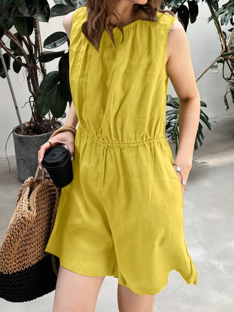 2025 Summer Rompers ZANZEA Women Casual Sleeveless Elastic Waist Playsuits Loose Wide Leg Pant Solid Work OL Overalls Jumpsuits
2025 Summer Rompers ZANZEA Women Casual Sleeveless Elastic Waist Playsuits Loose Wide Leg Pant Solid Work OL Overalls Jumpsuits