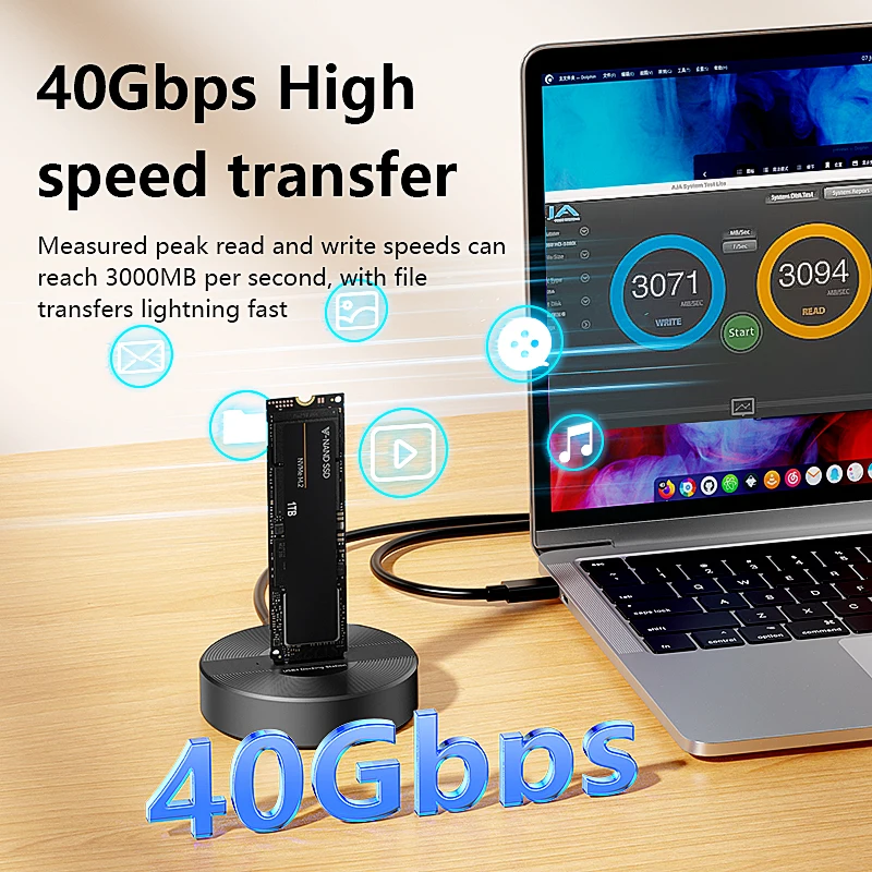 EE1 40Gbps High Speed Transmission Rate Tool-Free SSD Enclosure M.2 NVME PCIE USB 4 USB4 Type-C SSD Enclosure M2 Case Dock
EE1 40Gbps High Speed Transmission Rate Tool-Free SSD Enclosure M.2 NVME PCIE USB 4 USB4 Type-C SSD Enclosure M2 Case Dock