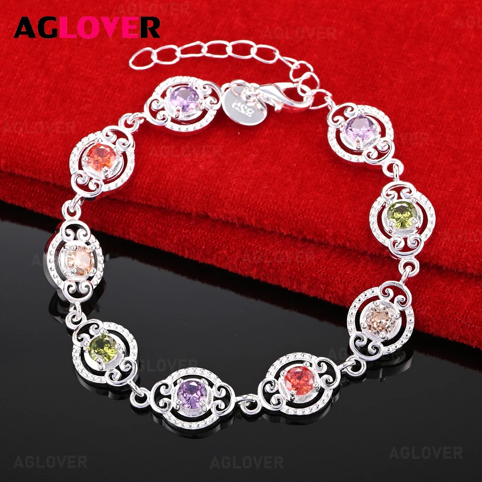 AGLOVER 925 Sterling Silver Multicolor Zircon Bracelet Woman Charm Fashion Party Jewelry
AGLOVER 925 Sterling Silver Multicolor Zircon Bracelet Woman Charm Fashion Party Jewelry