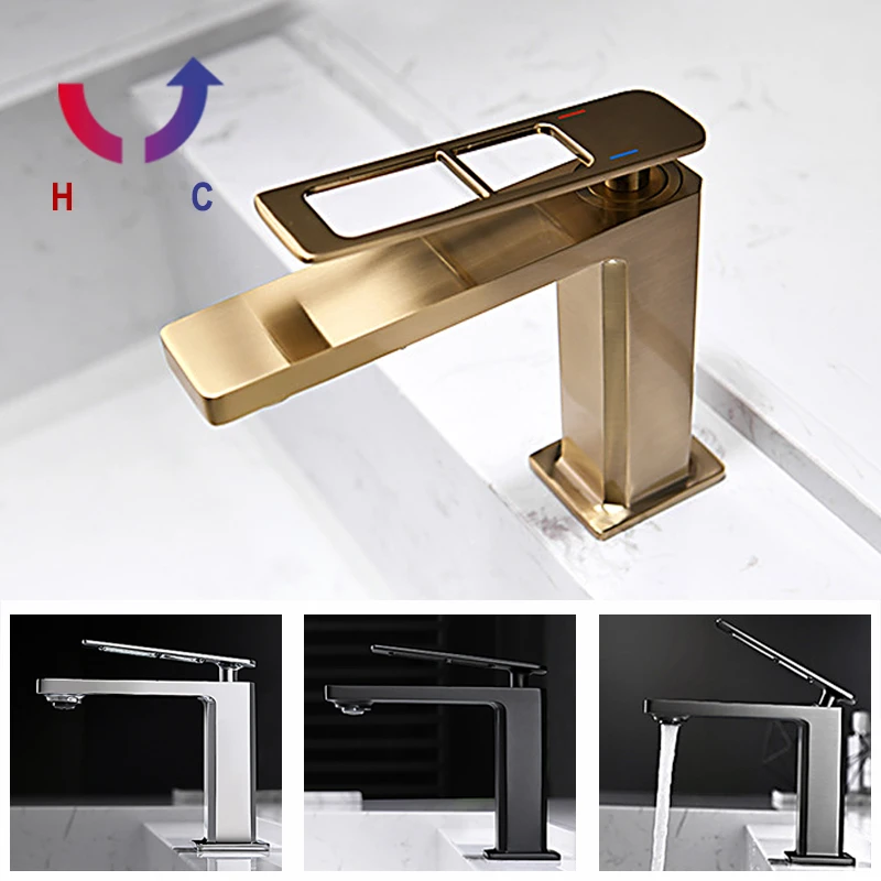 Brushed Gold Basin Faucet Bathroom Single Handle Hot and Cold Sink Mixer Tap Faucet Solid Brass Basin Lavtory Crane Black Grey
Brushed Gold Basin Faucet Bathroom Single Handle Hot and Cold Sink Mixer Tap Faucet Solid Brass Basin Lavtory Crane Black Grey