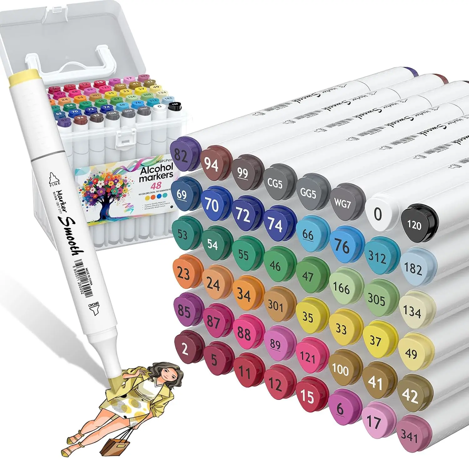 Alcohol Markers, 48 Colors Dual Tip Art Coloring Markers for Adult Coloring Books, Drawing, Sketching, Painting Supplies, Alcohol Based with Carrying Case
Alcohol Markers, 48 Colors Dual Tip Art Coloring Markers for Adult Coloring Books, Drawing, Sketching, Painting Supplies, Alcohol Based with Carrying Case