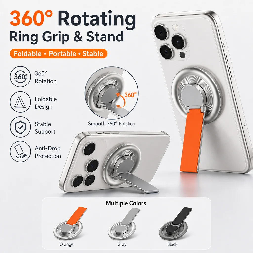 MagSafe Magnetic Phone Ring Holder 360° Rotating Finger Grip Stand Foldable Metal Kickstand Silicone Strap for IPhone 15 14 13
MagSafe Magnetic Phone Ring Holder 360° Rotating Finger Grip Stand Foldable Metal Kickstand Silicone Strap for IPhone 15 14 13