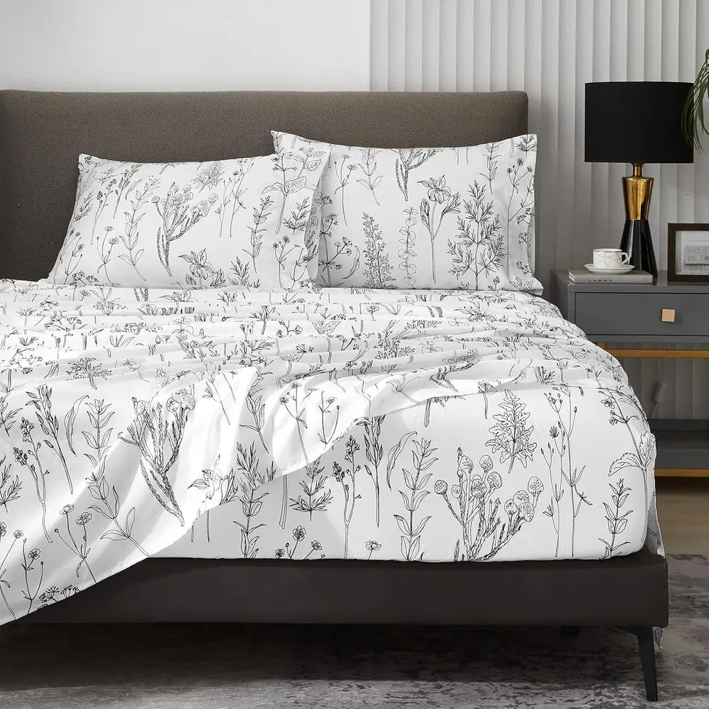 loral Bed Sheets King Size, 18 inches Deep ket Sheets 1800 Thread Count, Black and White Lea Sheet Set Sot Breathable Cute Aesth
loral Bed Sheets King Size, 18 inches Deep ket Sheets 1800 Thread Count, Black and White Lea Sheet Set Sot Breathable Cute Aesth
