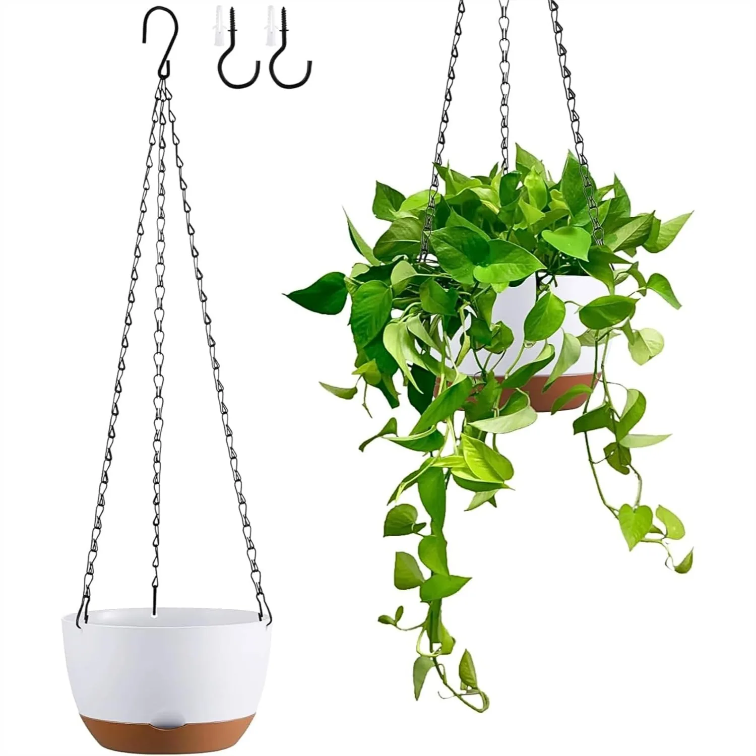 Set of 2 Self-Watering Hanging Planters for Indoor Outdoor Plants, 8 Inch with Drainage Holes and Removable Tray
Set of 2 Self-Watering Hanging Planters for Indoor Outdoor Plants, 8 Inch with Drainage Holes and Removable Tray