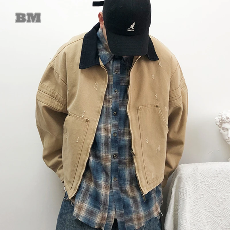 American Vintage Workwear Jacket For Men Distressed Short Casual High Quality Trendy Spring Autumn Loose Cargo Coat Streetwear 
American Vintage Workwear Jacket For Men Distressed Short Casual High Quality Trendy Spring Autumn Loose Cargo Coat Streetwear