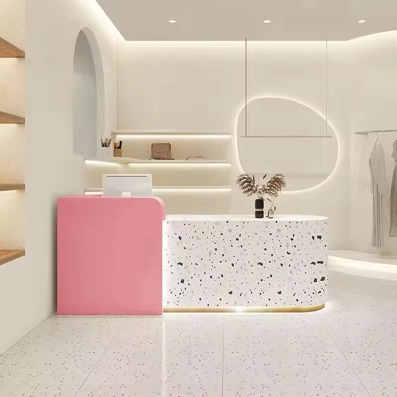 dd- Led Light Gold White Pink Wood Reception Desk for Hotel Gym Barber Shop Cashier Counter Beauty Salon Small Clothes@
dd- Led Light Gold White Pink Wood Reception Desk for Hotel Gym Barber Shop Cashier Counter Beauty Salon Small Clothes@