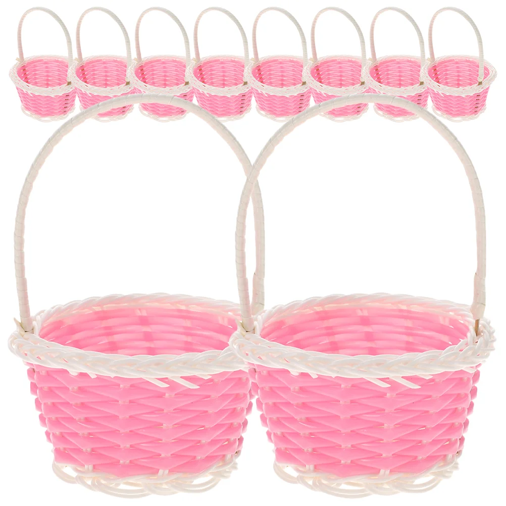 10 Pcs Rattan Shopping Basket Gift Empty Kids Picnic Baskets Small Plastic Pink Hamper Mini Party Favor Woven with Handle
10 Pcs Rattan Shopping Basket Gift Empty Kids Picnic Baskets Small Plastic Pink Hamper Mini Party Favor Woven with Handle