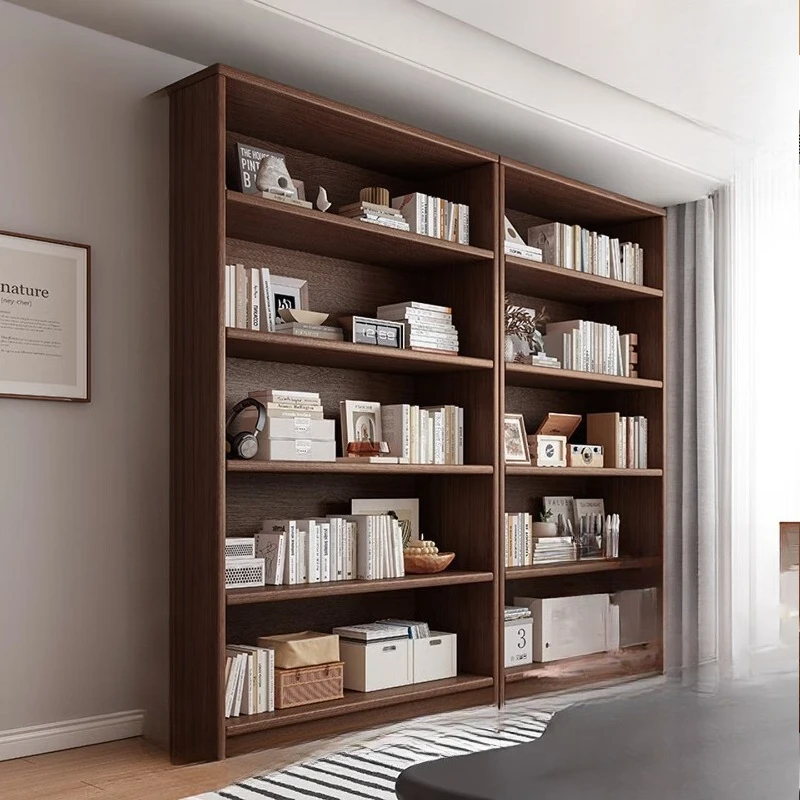 All solid wood bookshelves floor-to-ceiling shelves are integrated with wall cabinets
All solid wood bookshelves floor-to-ceiling shelves are integrated with wall cabinets