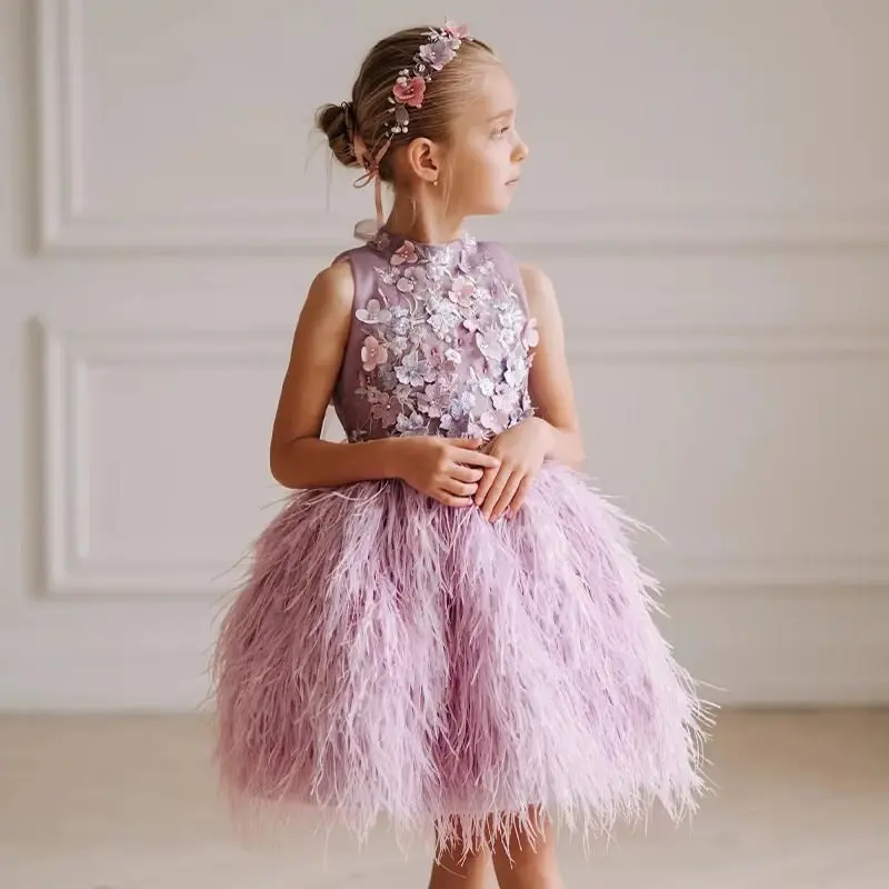 Children's Feather Princess Dress Three Dimensional Flower Birthday Party Dress Kids Sleeveless Wedding Banquet Tutu Dress
Children's Feather Princess Dress Three Dimensional Flower Birthday Party Dress Kids Sleeveless Wedding Banquet Tutu Dress