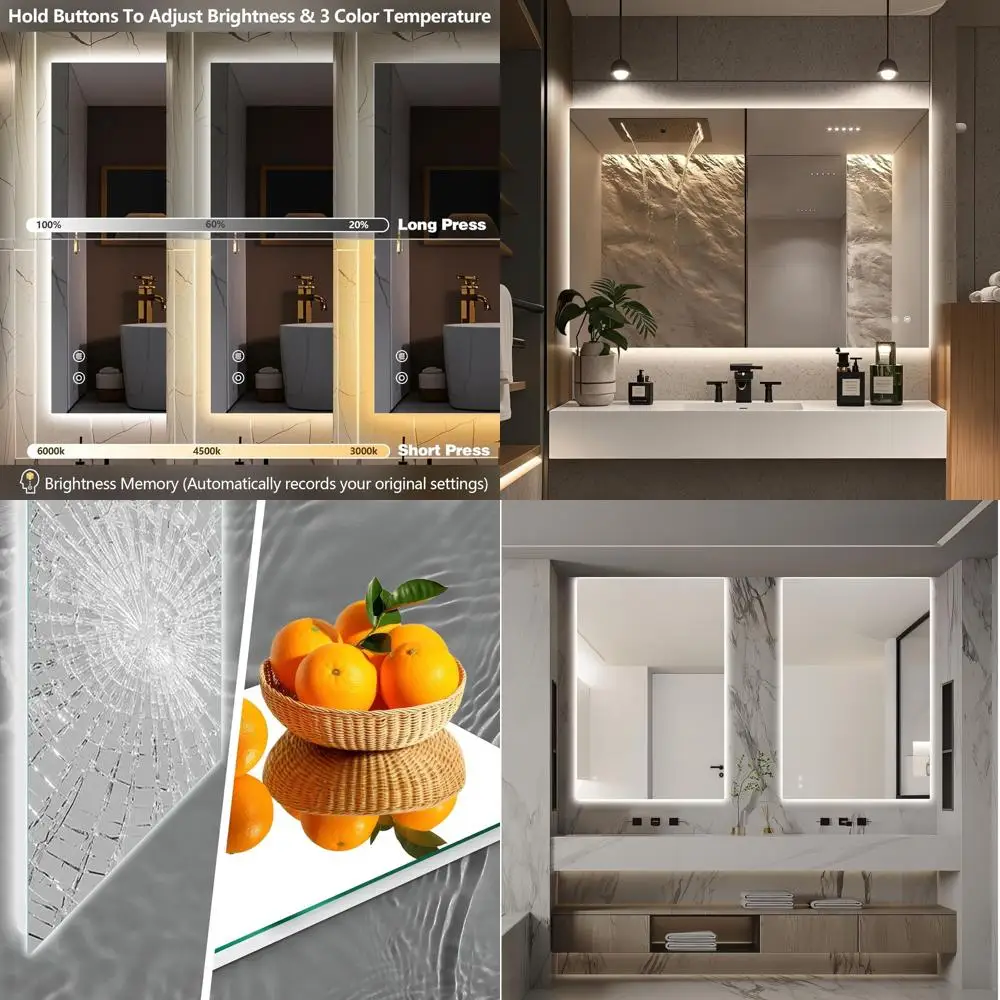 Зеркало для ванной с LED-подсветкой 48x32 дюйма, большая зона с защитой от запотевания, регулировка яркости с функцией памяти, CRI95+, сертификат UL, водонепроницаемое
Зеркало для ванной с LED-подсветкой 48x32 дюйма, большая зона с защитой от запотевания, регулировка яркости с функцией памяти, CRI95+, сертификат UL, водонепроницаемое