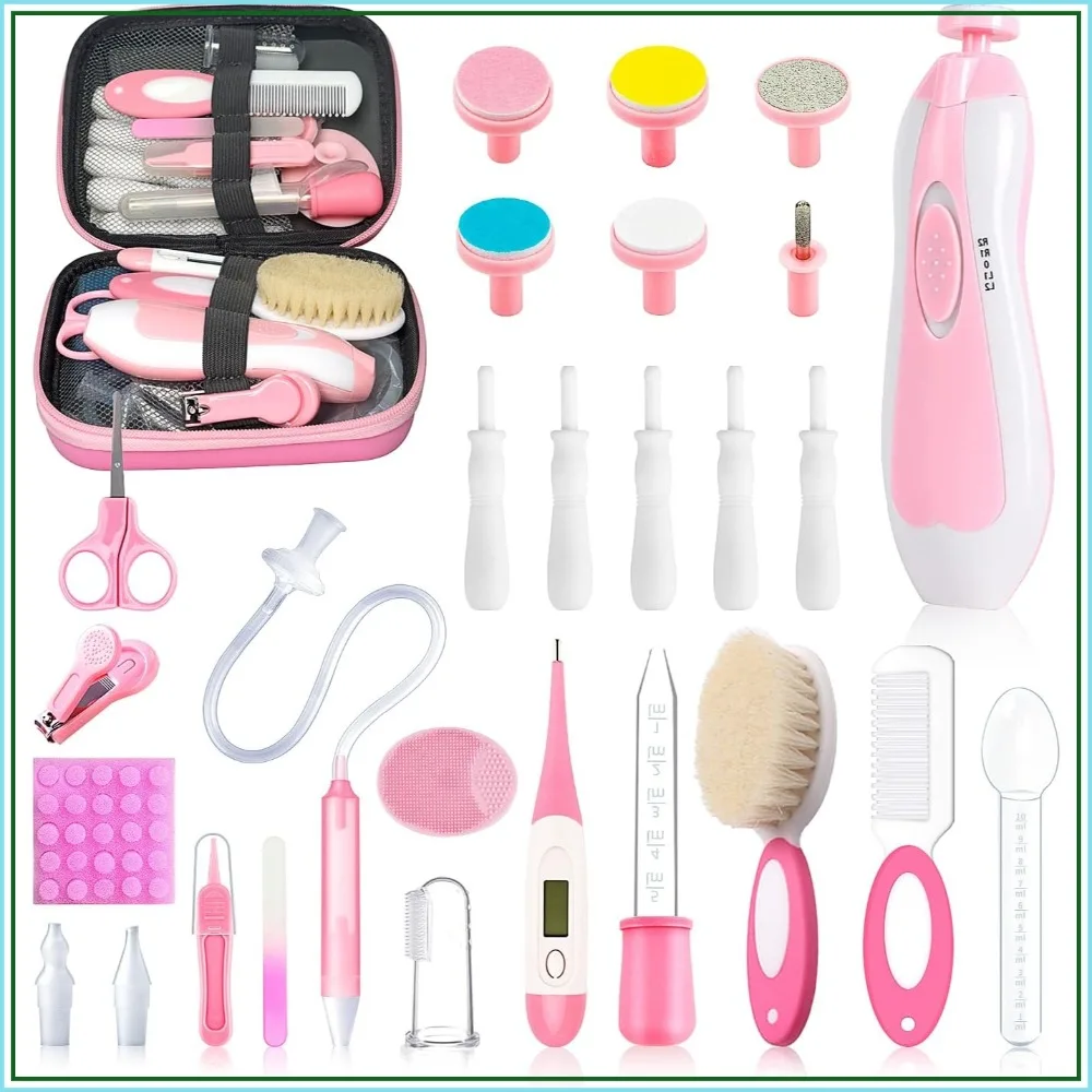 28 in 1 Baby Healthcare and Grooming Kit with Electric Nail Trimmer, Nasal Aspirator, Hair Brush, Comb for Newborn
28 in 1 Baby Healthcare and Grooming Kit with Electric Nail Trimmer, Nasal Aspirator, Hair Brush, Comb for Newborn