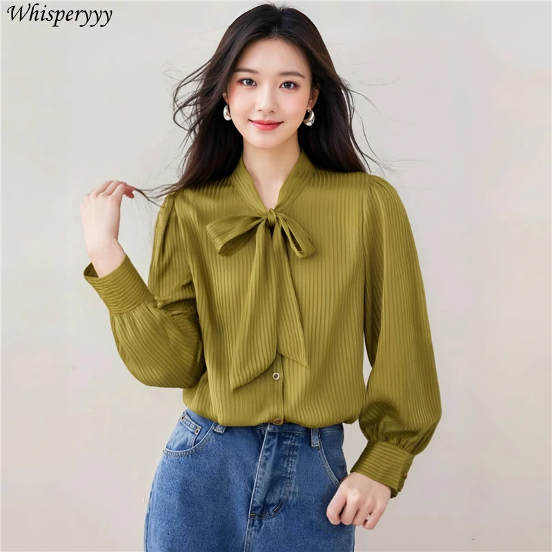Bow Striped Chiffon Shirts for Women Clothing Spring Casual Loose Blouse Tops Casual Button Long Sleeves Professional Style
Bow Striped Chiffon Shirts for Women Clothing Spring Casual Loose Blouse Tops Casual Button Long Sleeves Professional Style