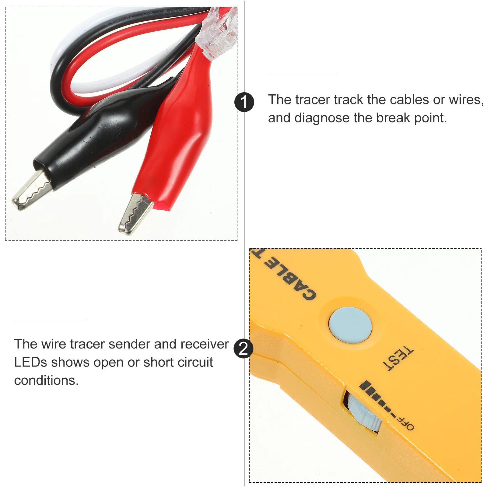 Toner Wire Tracer Rj11 Network Phone Cable Tester Tone Line Finder Detect Short Open Circuit No Tone Line Finder