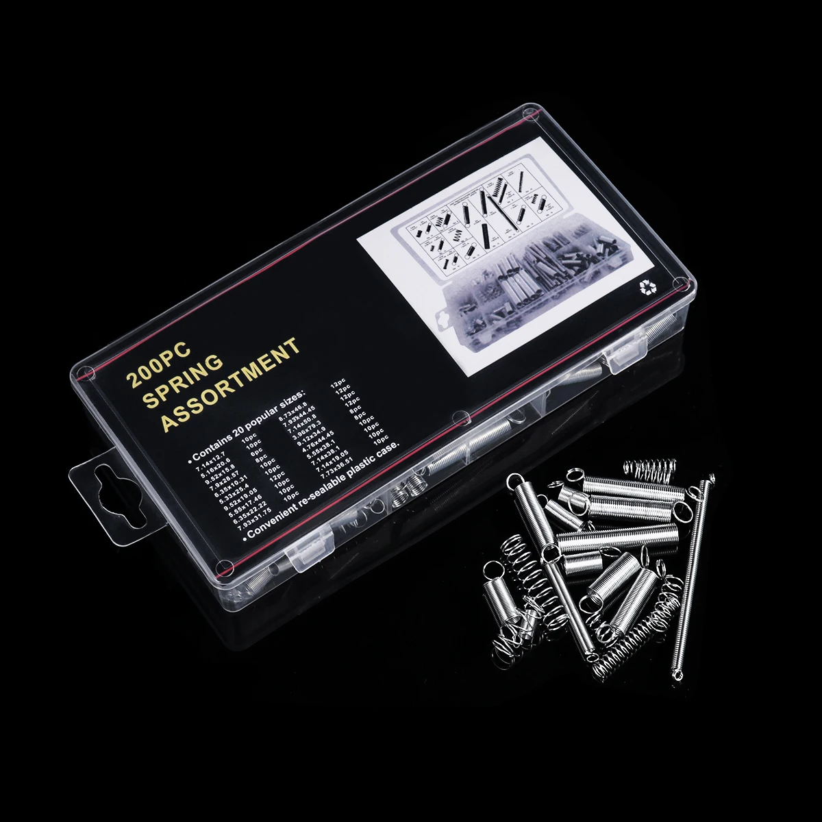 200Pcs Spiral Spring Assortment Galvanized Extension Springs High Resistance to Corrosion for Automotive Engine Appliance
200Pcs Spiral Spring Assortment Galvanized Extension Springs High Resistance to Corrosion for Automotive Engine Appliance