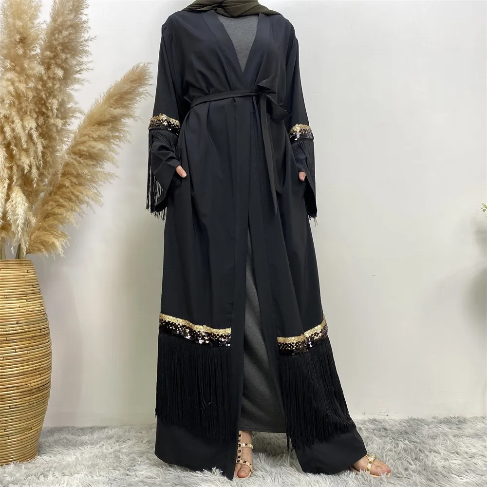Eid Kimono Sequins Tassel Open Abaya Belted Dubai Turkey Muslim Women Dress Islamic Jalabiya Kaftan Ramadan Robe Gown Musulmane
Eid Kimono Sequins Tassel Open Abaya Belted Dubai Turkey Muslim Women Dress Islamic Jalabiya Kaftan Ramadan Robe Gown Musulmane