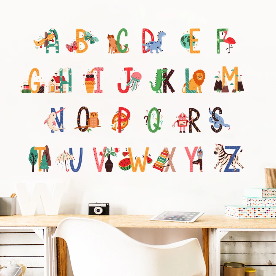 Watercolor Colorful Cartoon Animal abc Alphabet Wall Stickers for Kids Room Baby Nursery Room Wall Decals Decor
Watercolor Colorful Cartoon Animal abc Alphabet Wall Stickers for Kids Room Baby Nursery Room Wall Decals Decor