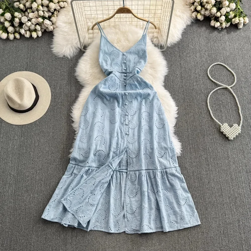 Vintage Gray Blue Dress Bodycon Floral Embroidery V-neck Summer Holiday Women's Clothing Runway Design Elegant Maxi Vestidos
Vintage Gray Blue Dress Bodycon Floral Embroidery V-neck Summer Holiday Women's Clothing Runway Design Elegant Maxi Vestidos