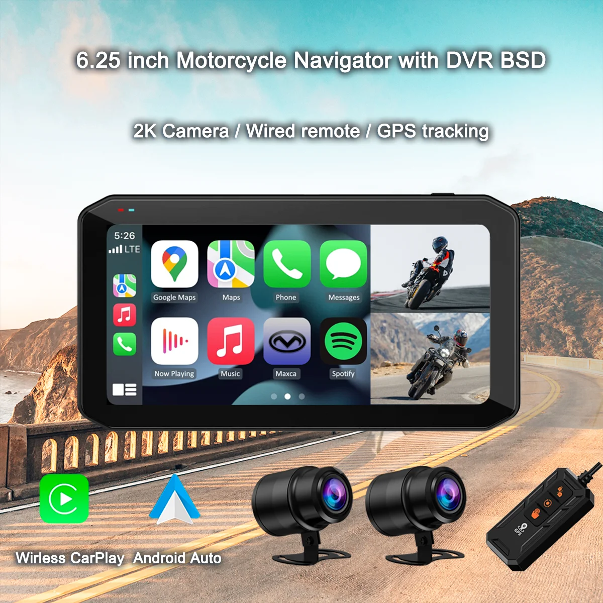 X7 Moto 6.25 inch Wireless CarPlay and Android Auto Navigator 2K Camera DVR With Blind Spot Detecting Waterproof
X7 Moto 6.25 inch Wireless CarPlay and Android Auto Navigator 2K Camera DVR With Blind Spot Detecting Waterproof