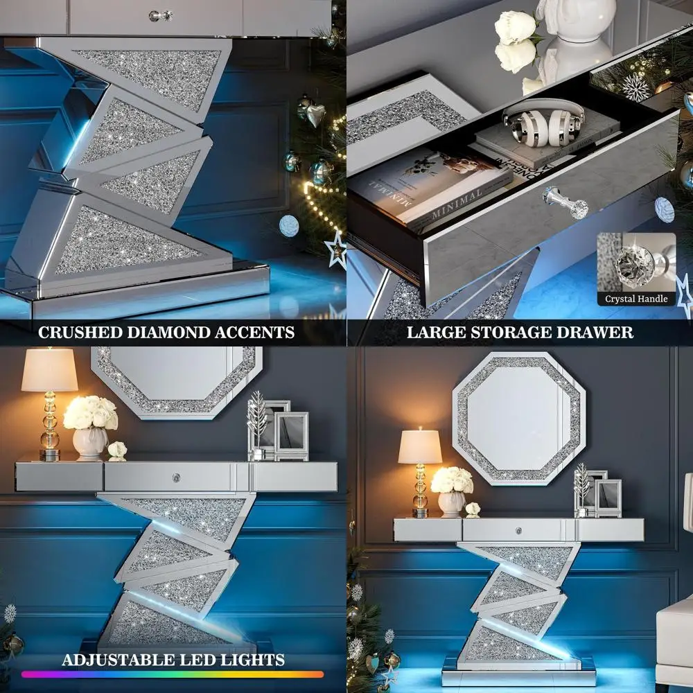 Mirrored ole Table with LED Light, 47.2'' Long Mirrored Entryway Table with Triangular Base, ern Accent Narrow Soa Table with La
Mirrored ole Table with LED Light, 47.2'' Long Mirrored Entryway Table with Triangular Base, ern Accent Narrow Soa Table with La