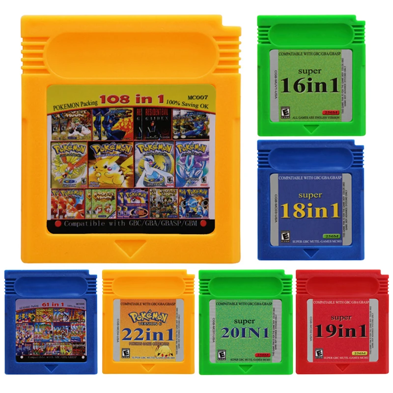 Коллекция игровых картриджей GBC 61 в 1, 108 в 1, супер 22 в 1, 16-битная консольная карта для видеоигр
Коллекция игровых картриджей GBC 61 в 1, 108 в 1, супер 22 в 1, 16-битная консольная карта для видеоигр