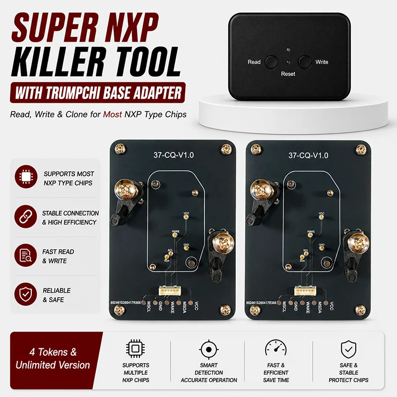 Super NXP Killer Read Copy Device With Adapter Base For Trumpchi Key All NXP Smart Keys Clones 4 Tokens & Unlimited Version
Super NXP Killer Read Copy Device With Adapter Base For Trumpchi Key All NXP Smart Keys Clones 4 Tokens & Unlimited Version