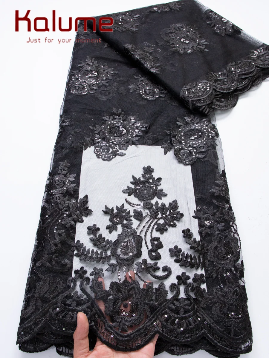 Kalume Nigerian Mesh Tulle Lace Fabric with Sequin Black Embroidered African Milk Silk Lace Fabric High Quality 2026 for Dress
Kalume Nigerian Mesh Tulle Lace Fabric with Sequin Black Embroidered African Milk Silk Lace Fabric High Quality 2026 for Dress