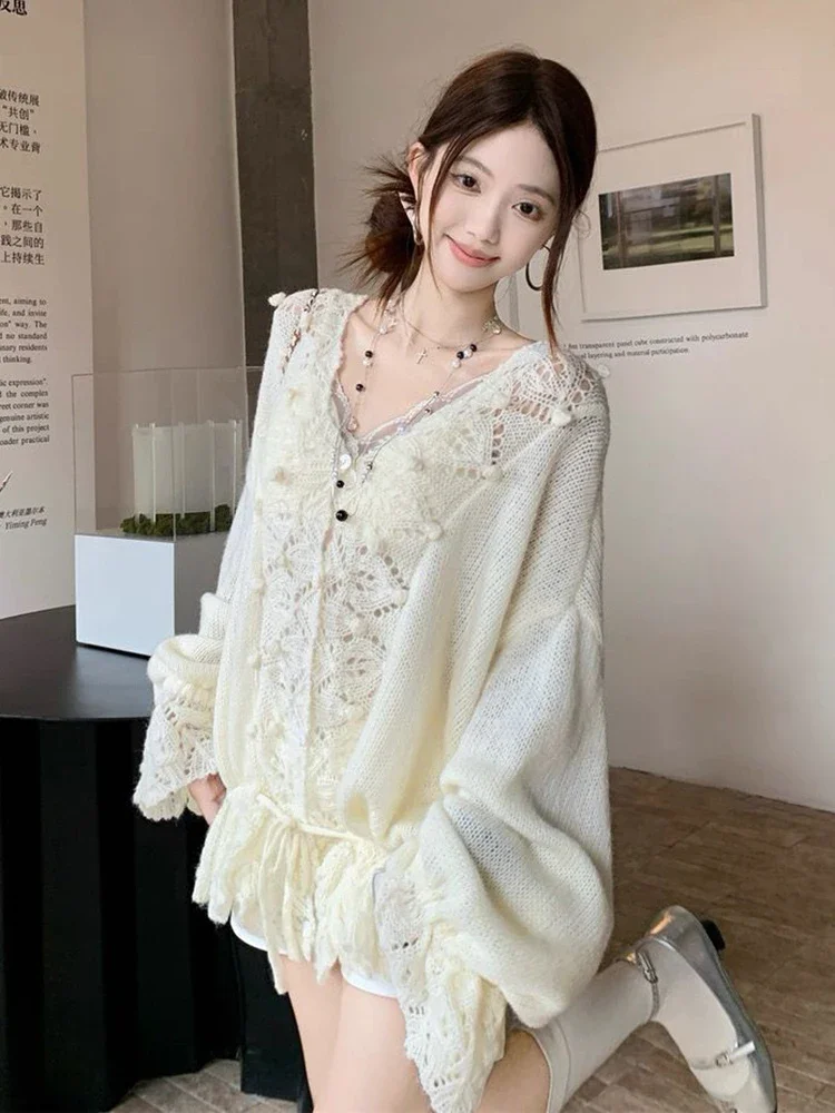 Вязаный кардиган во французском стиле, женский осенний новый винтажный ленивый свободный повседневный свитер с v-образным вырезом, мешковатые топы с длинными рукавами на шнуровке
Вязаный кардиган во французском стиле, женский осенний новый винтажный ленивый свободный повседневный свитер с v-образным вырезом, мешковатые топы с длинными рукавами на шнуровке
