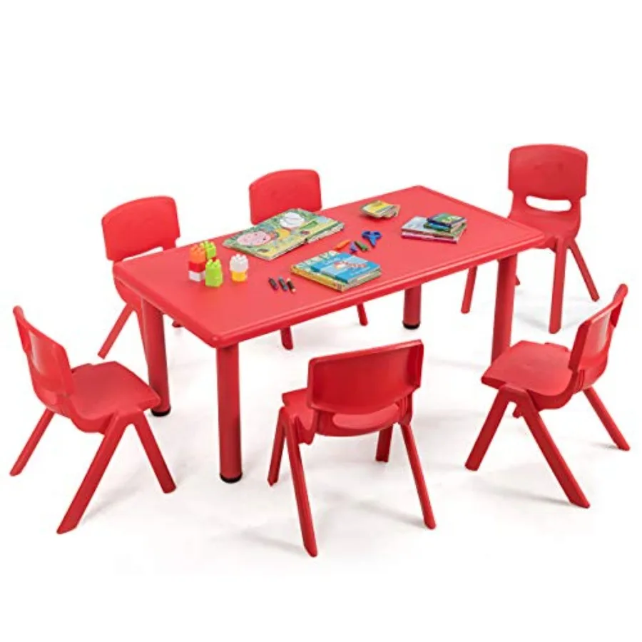 HONEY JOY Table and 6 Chair Set 47 x 23.5 Inch Rectangular Table with Stackable Seats 7 Pcs Plastic Activity Toddler Furniture
HONEY JOY Table and 6 Chair Set 47 x 23.5 Inch Rectangular Table with Stackable Seats 7 Pcs Plastic Activity Toddler Furniture