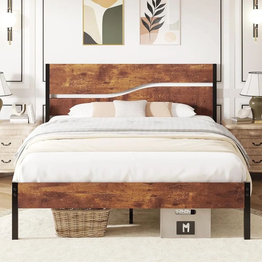 Bed Frame with Headboard Wood, Solid and Strong Metal Platform Support, No Box Spring Needed
Bed Frame with Headboard Wood, Solid and Strong Metal Platform Support, No Box Spring Needed