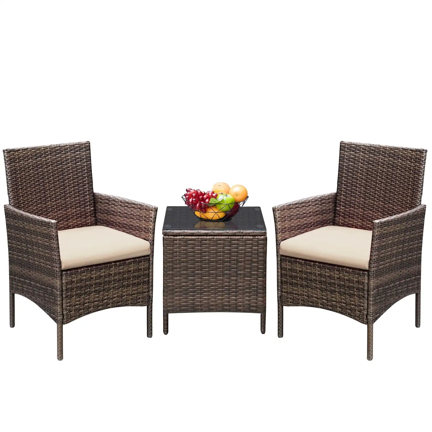 3 Pieces Outdoor Furniture Sets Rattan Wicker Chairs Patio Conversation Set, Beige
3 Pieces Outdoor Furniture Sets Rattan Wicker Chairs Patio Conversation Set, Beige