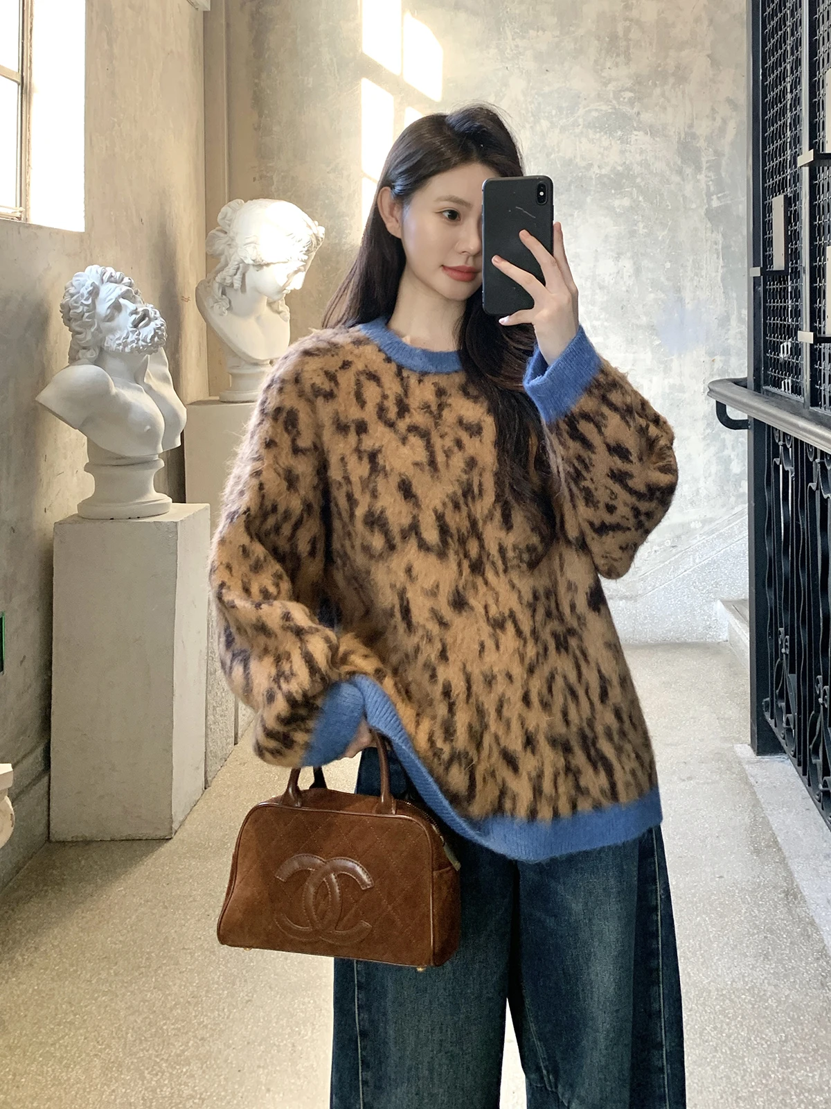 ay Leopard Print Knitted Sweater Women's Winter Loose Casual round Ne Top Withmxboom Korean Sle Lazy Color Blo
ay Leopard Print Knitted Sweater Women's Winter Loose Casual round Ne Top Withmxboom Korean Sle Lazy Color Blo