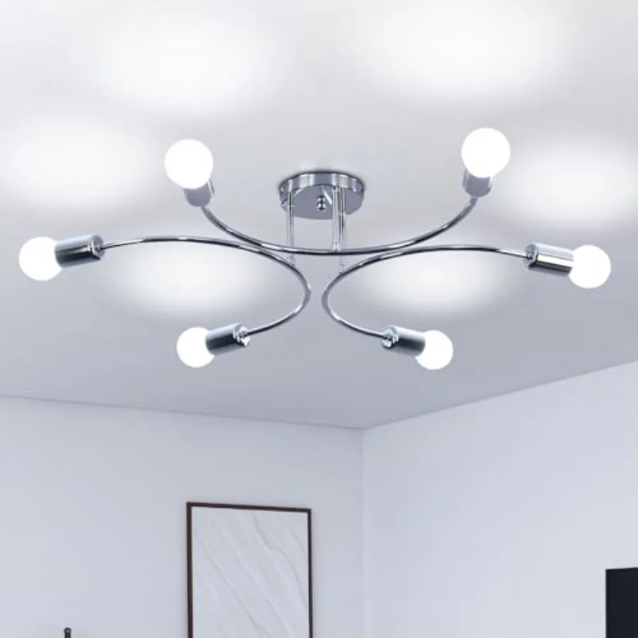 6-Light Sputnik Chandelier Sliver Mid-Century Modern Semi Flush Mount Ceiling Light Metal Fixture with E26 Sockets for Bedroom
6-Light Sputnik Chandelier Sliver Mid-Century Modern Semi Flush Mount Ceiling Light Metal Fixture with E26 Sockets for Bedroom