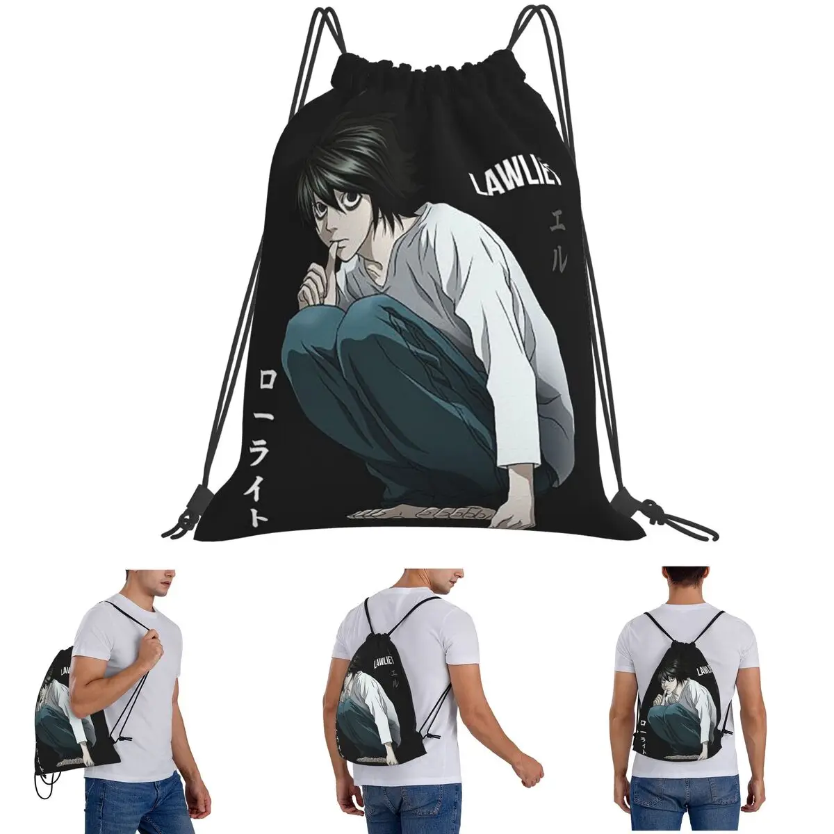 Death Note Lawlet Note Anime Backpacks Fashion Drawstring Bags Sports Bag Book Bags for Man Woman School
Death Note Lawlet Note Anime Backpacks Fashion Drawstring Bags Sports Bag Book Bags for Man Woman School