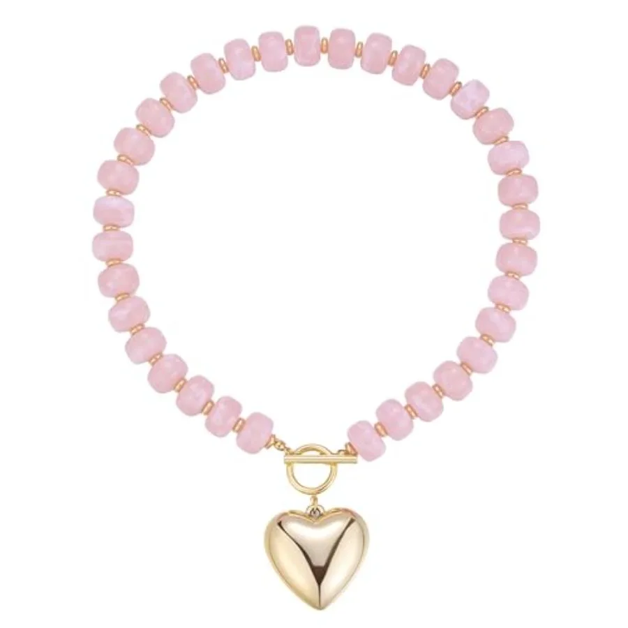 Chunky Gold Heart Necklace for Women, Resin Beaded Chain with Puffy Heart, Easy Clasp Closure, Perfect for Daily Wear Party Dat
Chunky Gold Heart Necklace for Women, Resin Beaded Chain with Puffy Heart, Easy Clasp Closure, Perfect for Daily Wear Party Dat