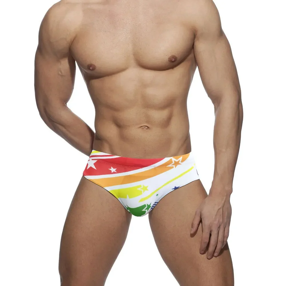 Rainbow Swim Brief Men Bikini Swimwear Sexy Striped Swimming Trunks Drawstring Low Rise Swimsuit Beach Shorts Bathing Suit Wihte
Rainbow Swim Brief Men Bikini Swimwear Sexy Striped Swimming Trunks Drawstring Low Rise Swimsuit Beach Shorts Bathing Suit Wihte