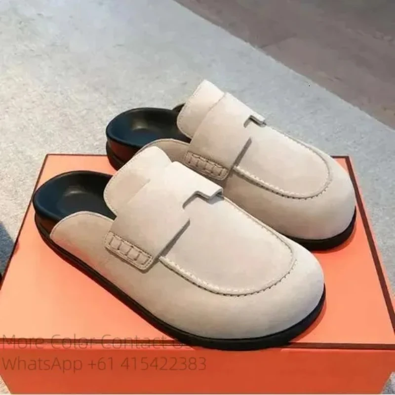 H Slipper Go Italian Designer Summer Suede Calfskin Women Men Flat Beige Indoor Slide Beach Sandals Chamois Casual Mule Boken
H Slipper Go Italian Designer Summer Suede Calfskin Women Men Flat Beige Indoor Slide Beach Sandals Chamois Casual Mule Boken