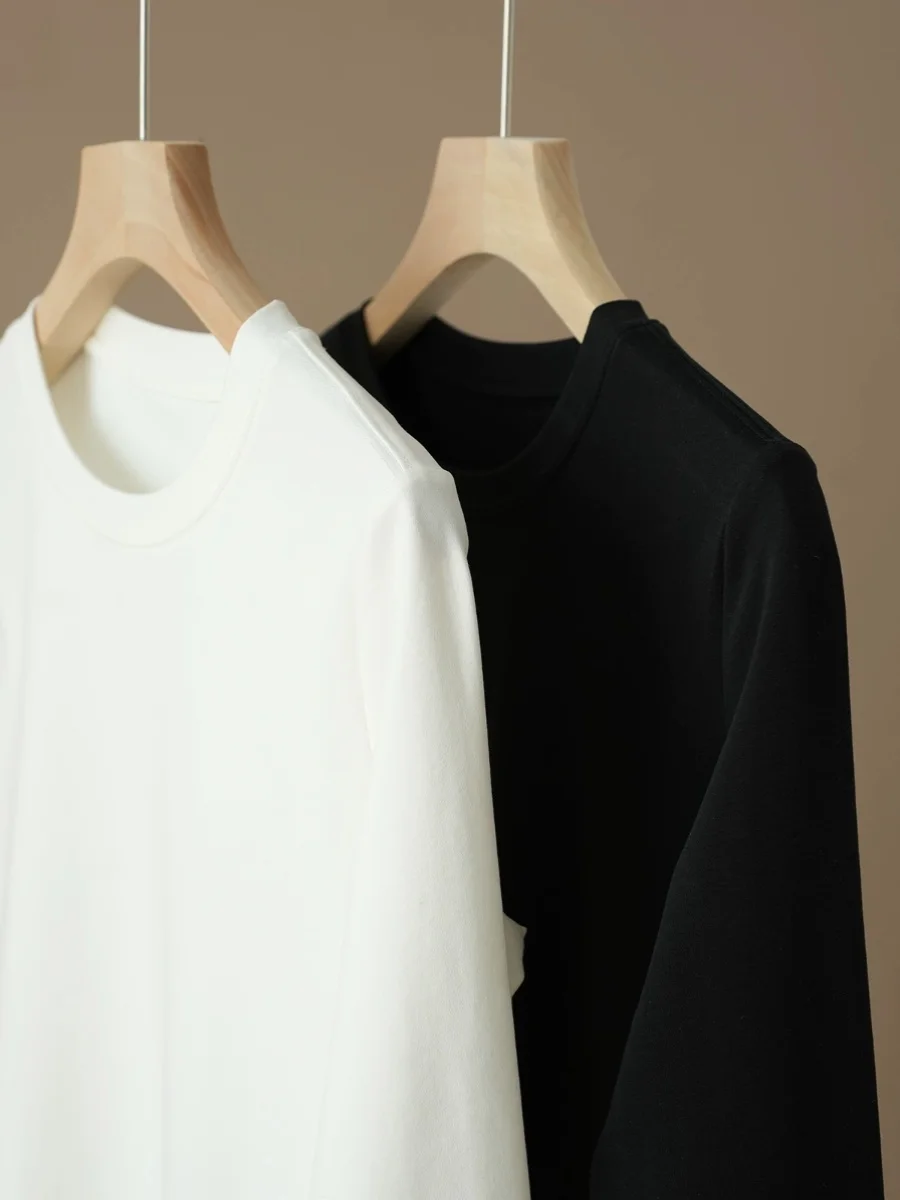 Women's Pure Cotton Base Shirt Long Sleeve round Neck Layering T-shirt Spring Autumn Style Simple Classic Fit Universal Straight
Women's Pure Cotton Base Shirt Long Sleeve round Neck Layering T-shirt Spring Autumn Style Simple Classic Fit Universal Straight
