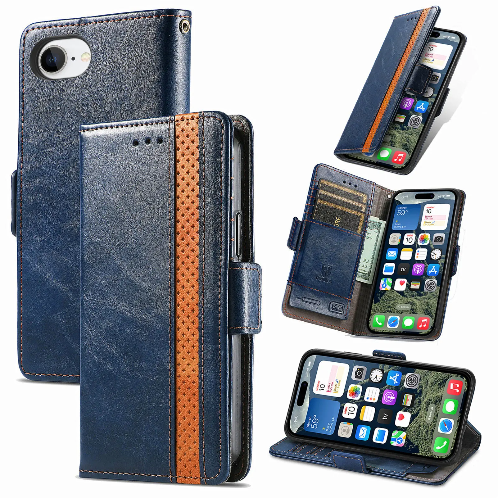 For iPhone 16e Phone Cases CASENEO PU Leather Cover Stand with RFID Blocking Wallet - Dark Blue
For iPhone 16e Phone Cases CASENEO PU Leather Cover Stand with RFID Blocking Wallet - Dark Blue