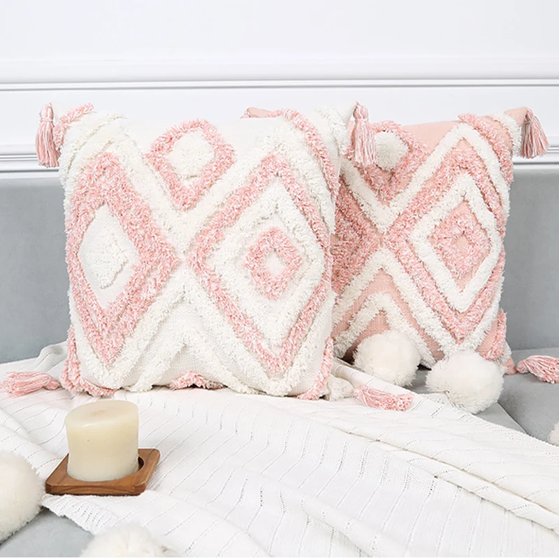 New Boho Pink Geometric Tufted Pillow Covers Decorative 30x100cm Rectangular Tassel Waist Pillowcase Bedroom Sofa Double Pillows
New Boho Pink Geometric Tufted Pillow Covers Decorative 30x100cm Rectangular Tassel Waist Pillowcase Bedroom Sofa Double Pillows