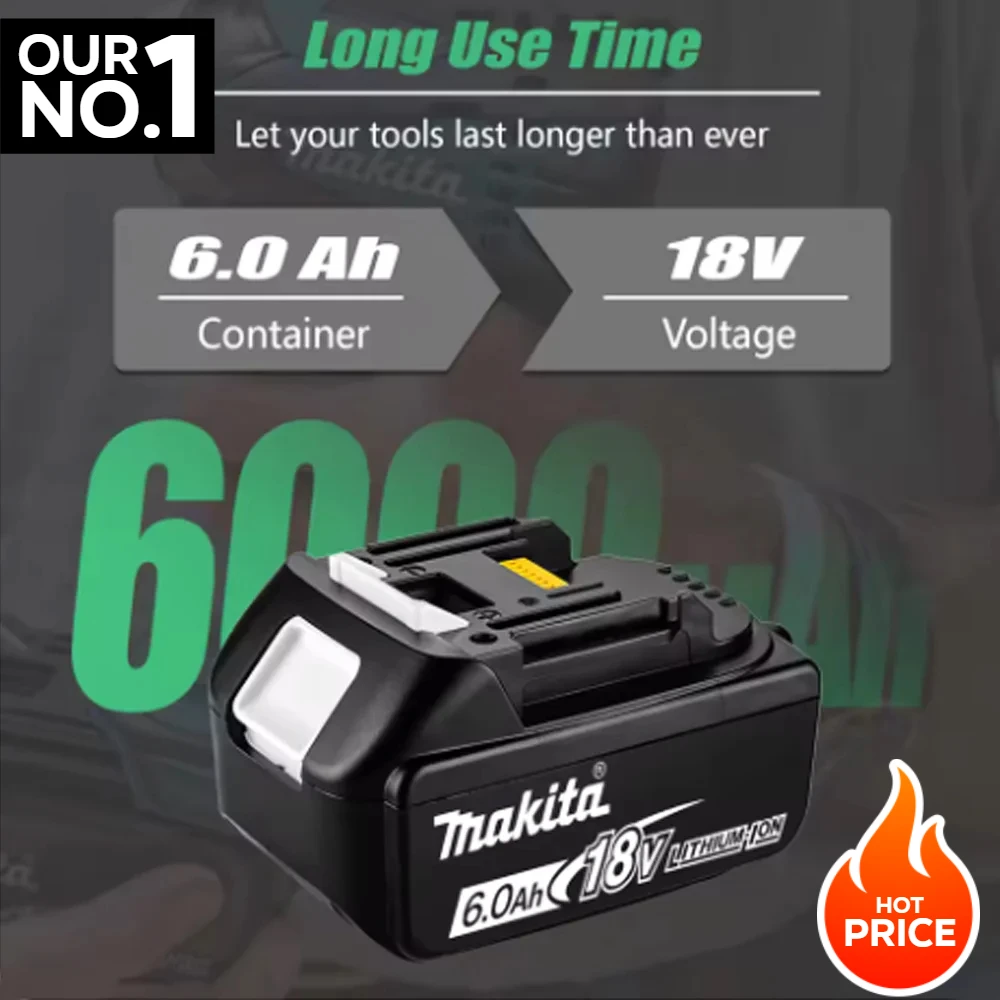 Genuine Makita 18v Battery With Charger Rechargeable Lithium Ion for BL1850 BL1880 BL1860B LXT400 Power Tool Makita 6Ah Battery
Genuine Makita 18v Battery With Charger Rechargeable Lithium Ion for BL1850 BL1880 BL1860B LXT400 Power Tool Makita 6Ah Battery