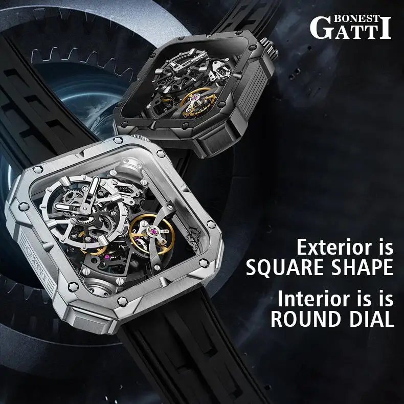 BONEST GATTI 2025 New Mechanical Man watch Luxury Square Fashion Automatic Wristwatch Sapphire Luminous Hollow Out Dial Watches
BONEST GATTI 2025 New Mechanical Man watch Luxury Square Fashion Automatic Wristwatch Sapphire Luminous Hollow Out Dial Watches