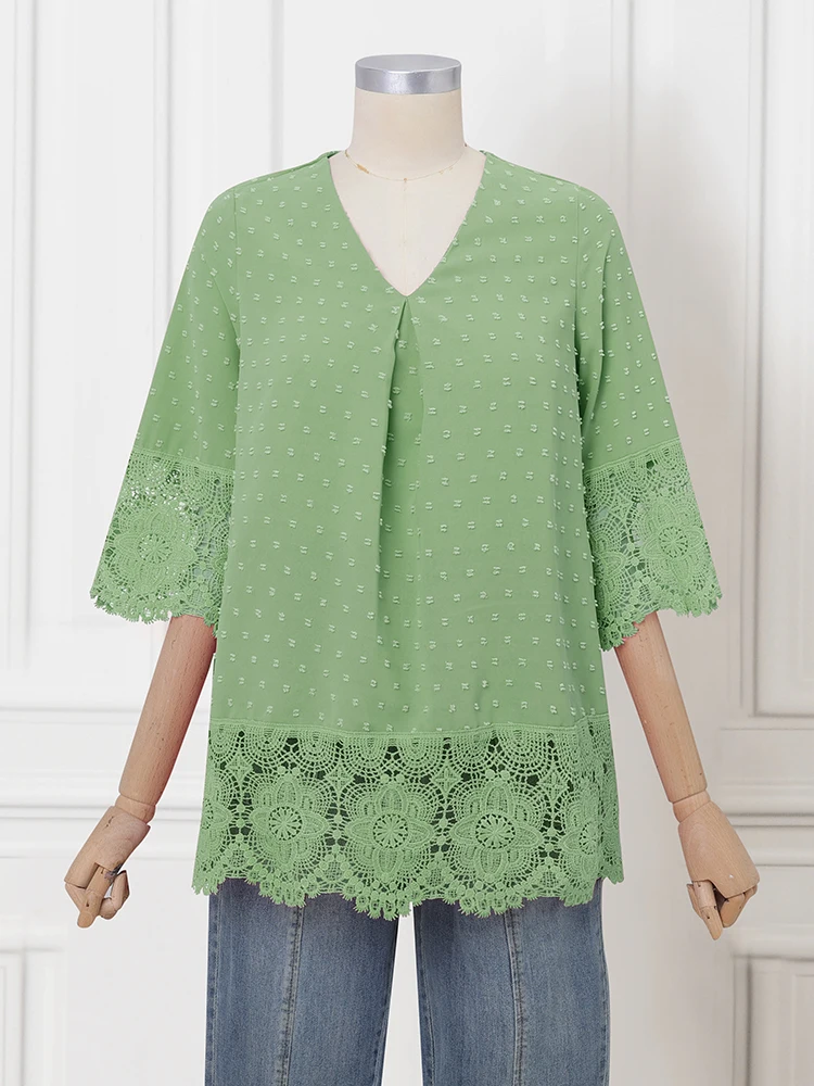 VONDA Блузка больших размеров 2025 Женская элегантная туника Осенняя кружевная лоскутная мода Пуловер с v-образным вырезом Топы в европейском и американском стиле
VONDA Блузка больших размеров 2025 Женская элегантная туника Осенняя кружевная лоскутная мода Пуловер с v-образным вырезом Топы в европейском и американском стиле