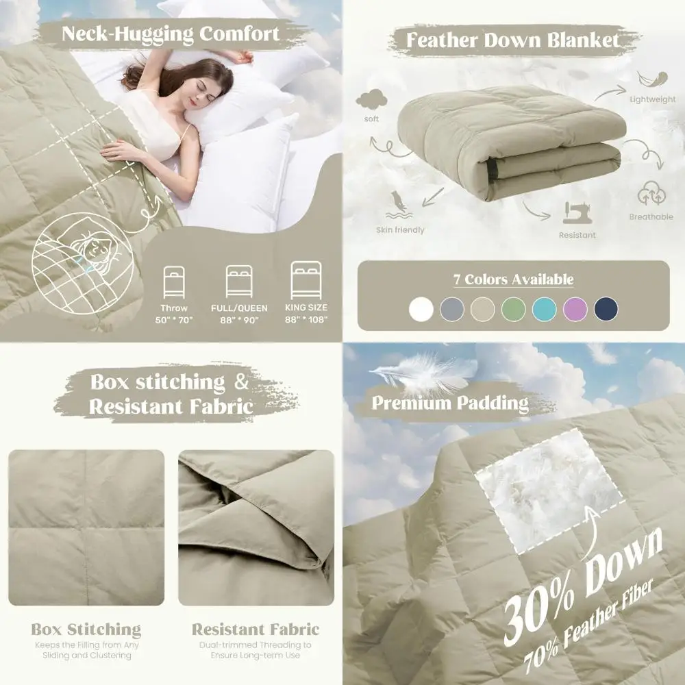 Beige Queen Size All-Season Lightweight Down & Feather Blanket, 88x90, Ultra Soft, Machine Washable
Beige Queen Size All-Season Lightweight Down & Feather Blanket, 88x90, Ultra Soft, Machine Washable