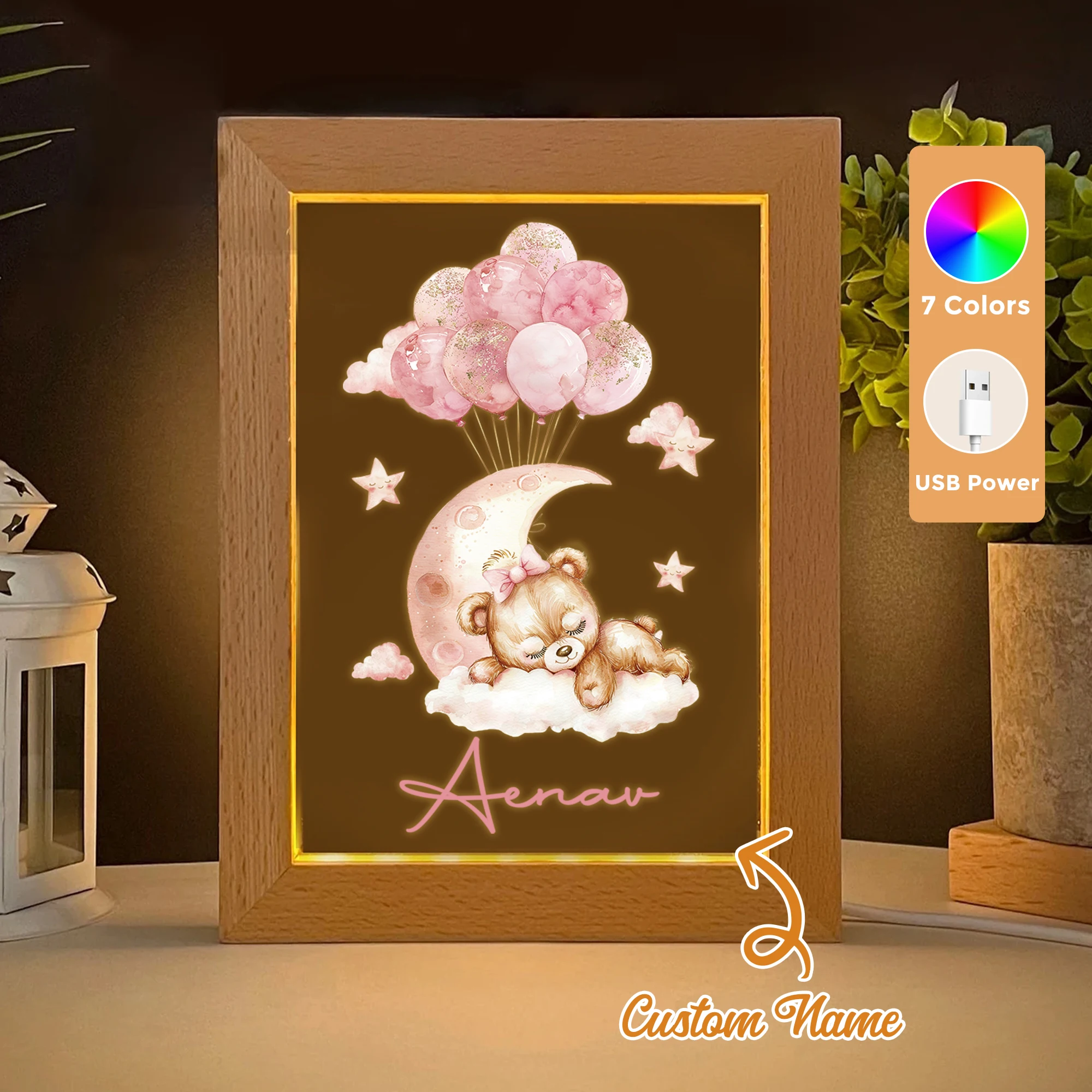2D Flat Custom Name Cartoon Teddy Bear And Moon LED Acrylic Night Light Wood Photo Frame 21x17cm Child Bedroom Gifts Home Decor
2D Flat Custom Name Cartoon Teddy Bear And Moon LED Acrylic Night Light Wood Photo Frame 21x17cm Child Bedroom Gifts Home Decor